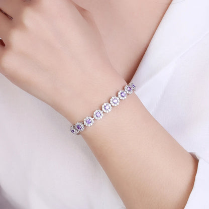Bracelet Tennis Argent 925 Plaqué - Zircone Cubique Cristal - Bijou Élégant Femme