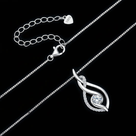 Collier Moissanite Argent 925  - Pendentif Torsadé Choker Certifié GRA Femme