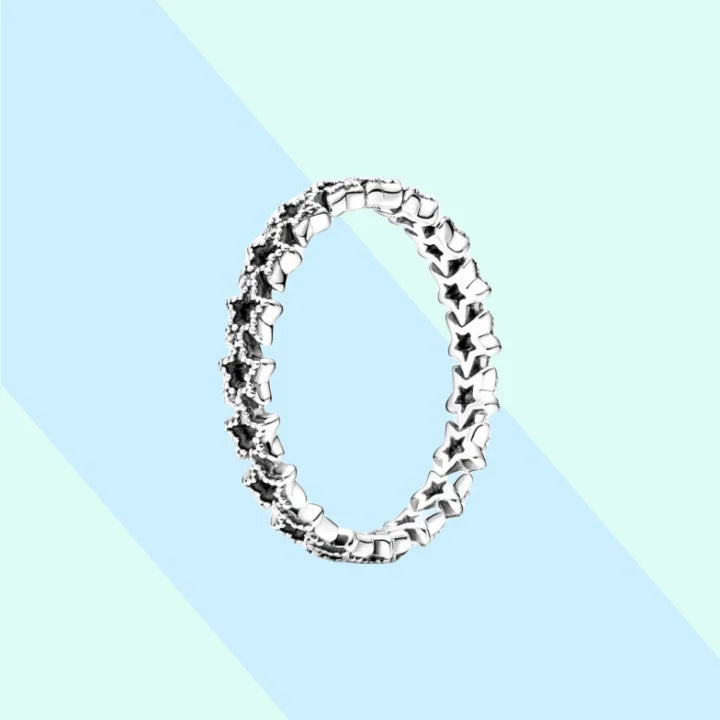 New Hot 925 Silver Colorful Timeless Pavé Triple-row Rings Wedding Diy Charm Luxury DIY Jewelry Gifts