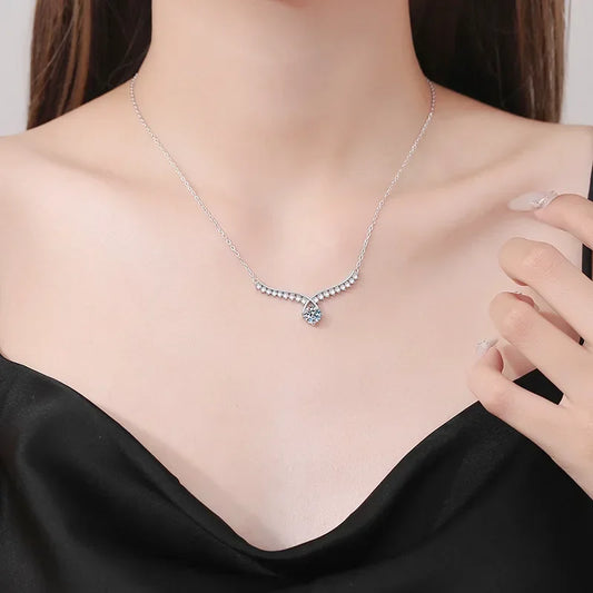 Collier Argent 925 Ailes d'Ange - Pendentif Moissanite Femme