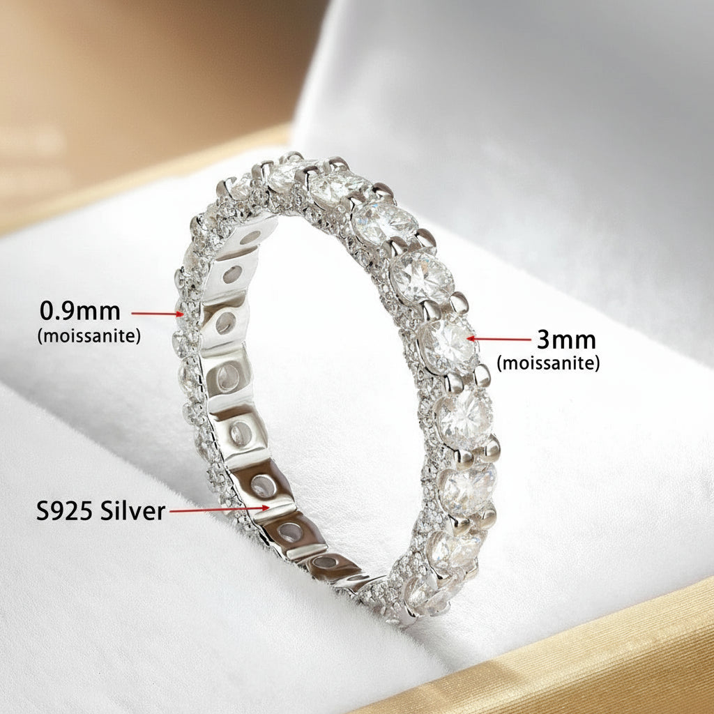 Bague Serenity en Moissanite 3mm - Argent 925 Plaqué Or 18K