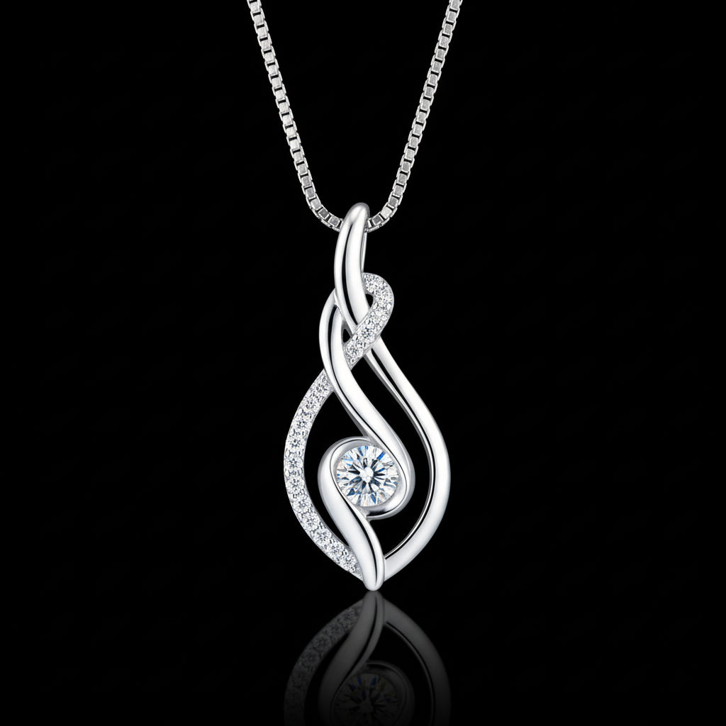 Collier Moissanite Argent 925  - Pendentif Torsadé Choker Certifié GRA Femme