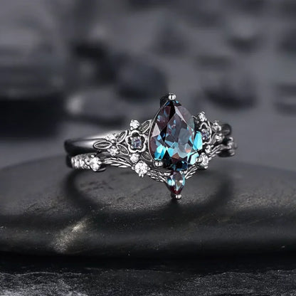 Bague Vigne Zircon Cubique Noir Gun