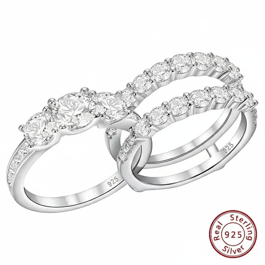 Bague Alliance Newshe Argent 925 Sterling Zircone Cubique AAAAA Femme Bijoux Mariage