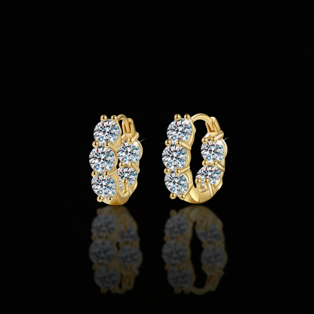 Créoles Moissanite 3mm Plaqué Or 18K