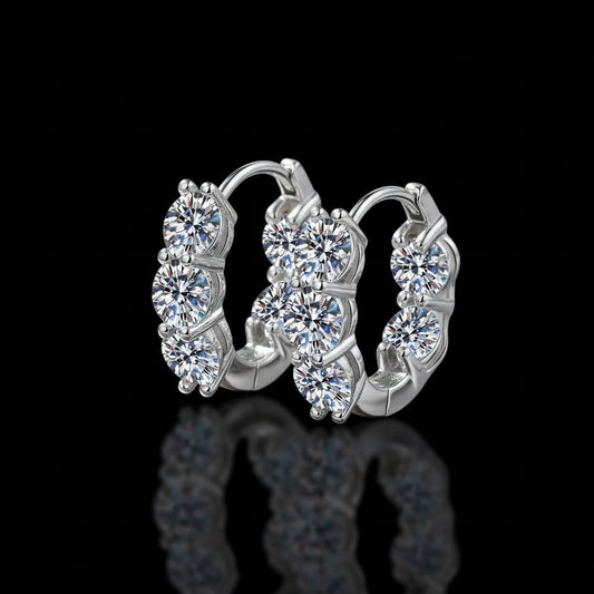 Créoles Moissanite 3mm-Argent 925