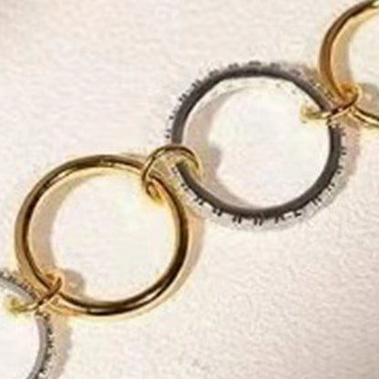 4pcs Interlocked Stackable Ring Cubic Zirconia Metal Statement Ring Connected Band Thumb Ring Jewelry Gift for Women