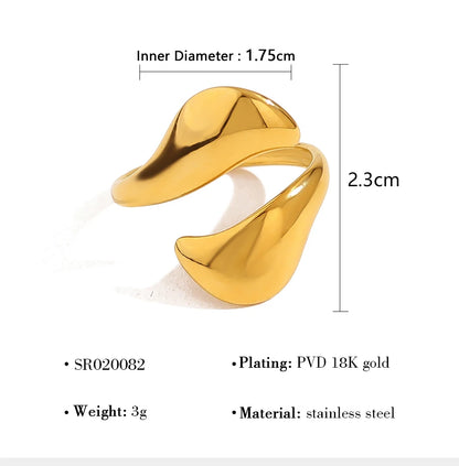 Bague Sculptée Dorée – Acier Inoxydable Plaqué Or 18K