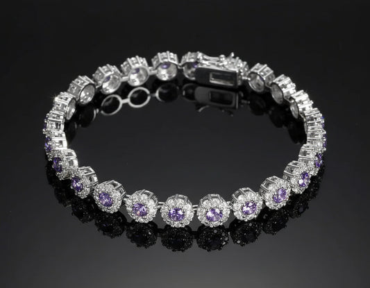 Bracelet Tennis Argent 925 Plaqué - Zircone Cubique Cristal - Bijou Élégant Femme