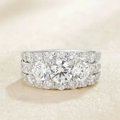 Bague Alliance Newshe Argent 925 Sterling Zircone Cubique AAAAA Femme Bijoux Mariage