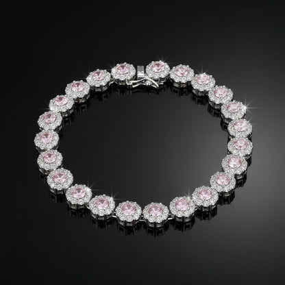 Bracelet Tennis Argent 925 Plaqué - Zircone Cubique Cristal - Bijou Élégant Femme