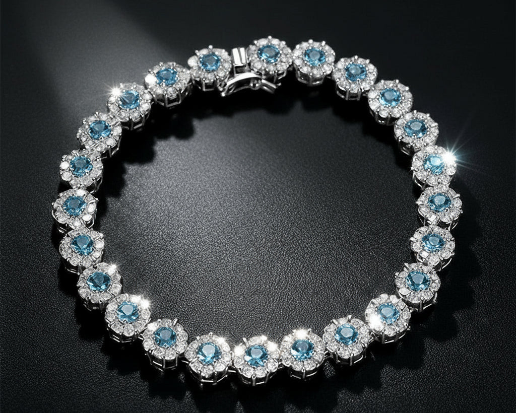 Bracelet Tennis Argent 925 Plaqué - Zircone Cubique Cristal - Bijou Élégant Femme