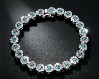 Bracelet Tennis Argent 925 Plaqué - Zircone Cubique Cristal - Bijou Élégant Femme