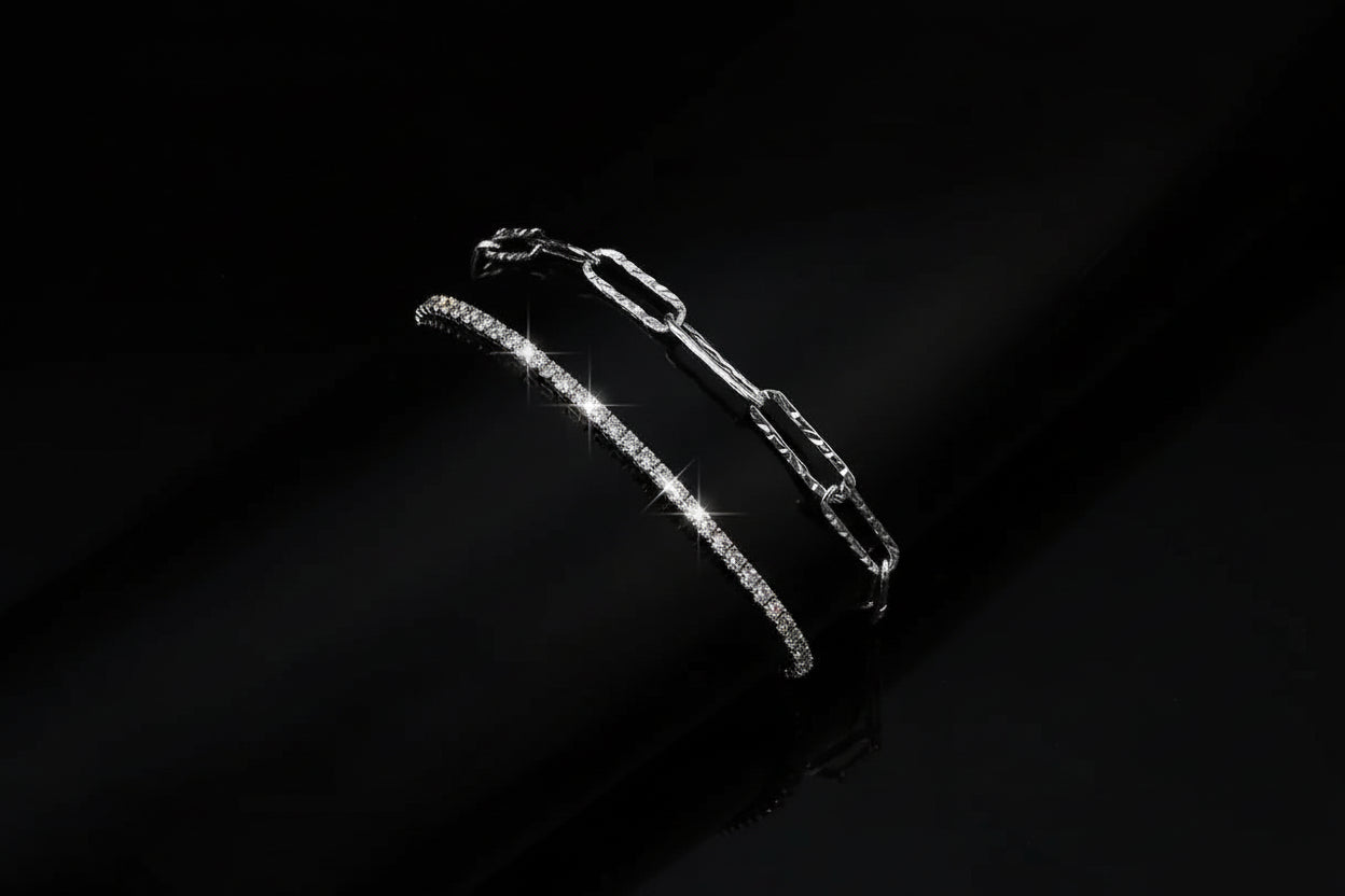 Lot de 6 Bracelets Femme Argent 925 Strass - Charme Ciel Étoilé Coréen Luxe