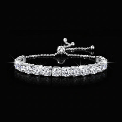 Bracelet Tennis Moissanite 1.8ct-9ct - Argent 925 Plaqué Or Blanc 18K -5mm- Bracelet Ajustable Femme