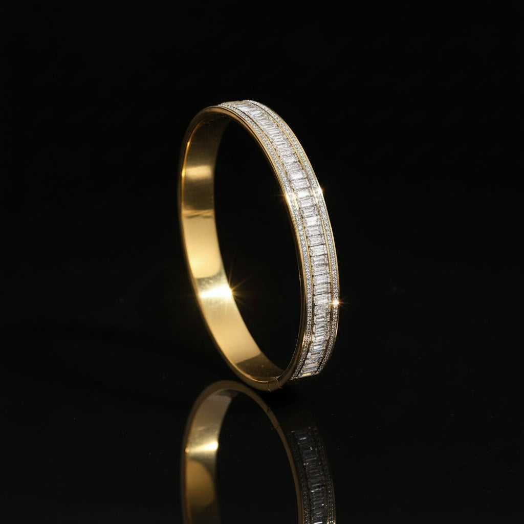 1 Bracelet Manchette Strass Acier Inoxydable - Style Rétro Waterproof Empilable