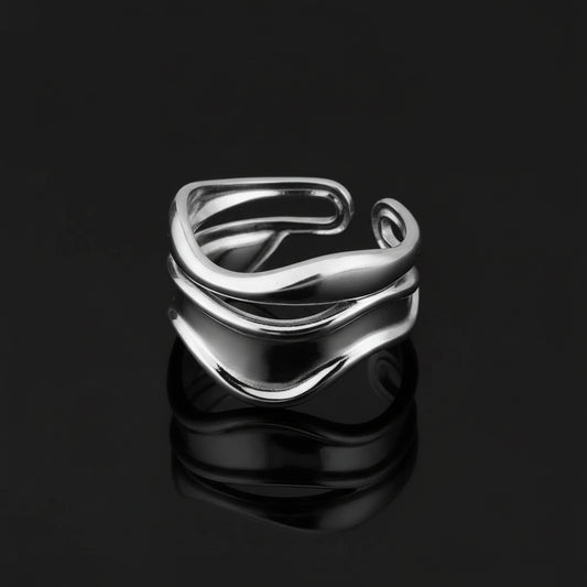 Bague Lignes Minimaliste Acier Inoxydable Argenté