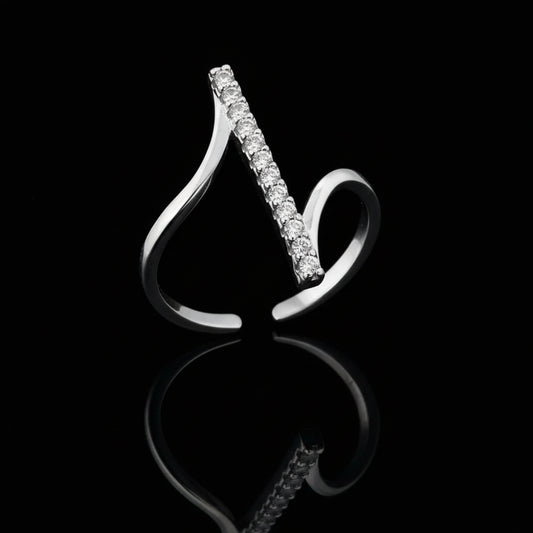 Bague Géométrique Zircon - Inoxydable Argent Ajustable