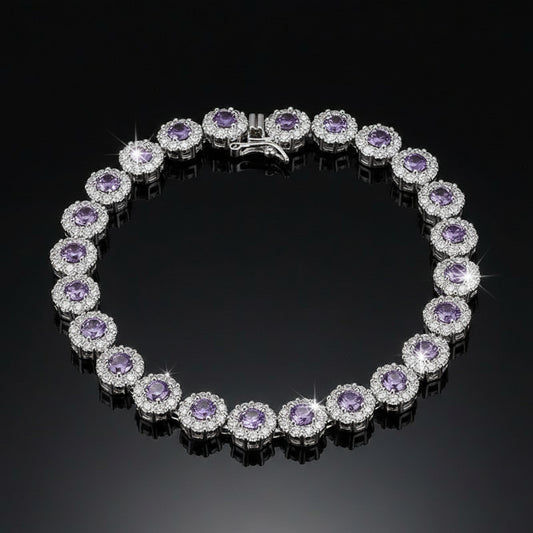 Bracelet Tennis Argent 925 Plaqué - Zircone Cubique Cristal - Bijou Élégant Femme