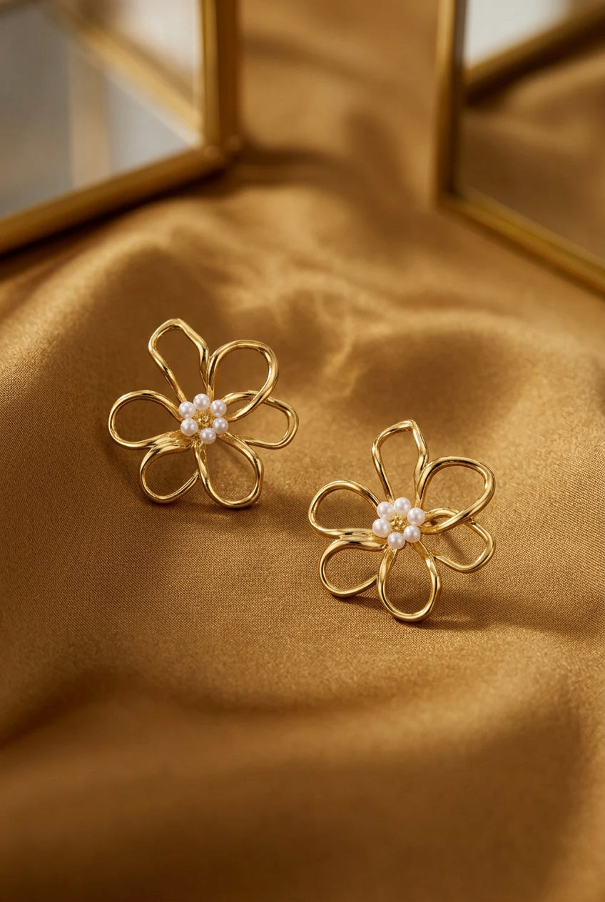 Stainless Steel Stud Earrings Flower Casual Daily Simple Series Women's jewelry